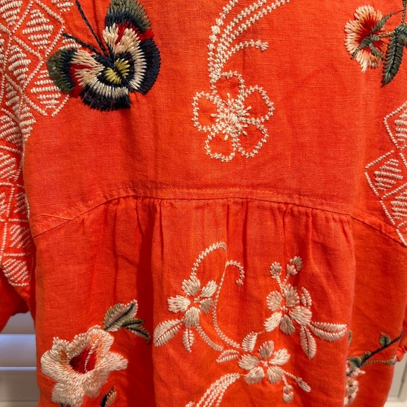 Johnny Was Coral Embroidered Boho Blouse Sz L - Picture 4 of 4